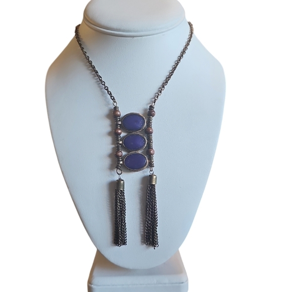 Turkmen tribal lapis lazuli Wedding brides maids beaded long necklace - Picture 1 of 5